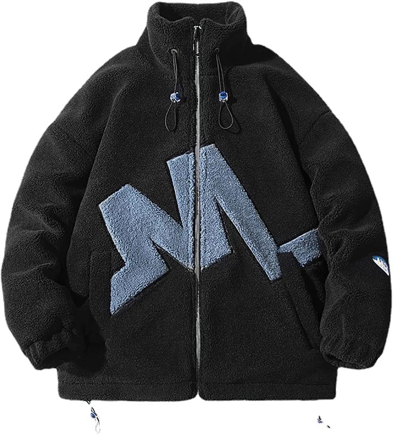 Men's Polar Fleece Coat Letter M Design Fashion Jacket Zip Up Comfortable Sportswear Oversize Couple Outfit