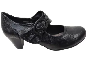 Miss M Kansas Womens Leather Comfortable Leather Mary Jane Heels