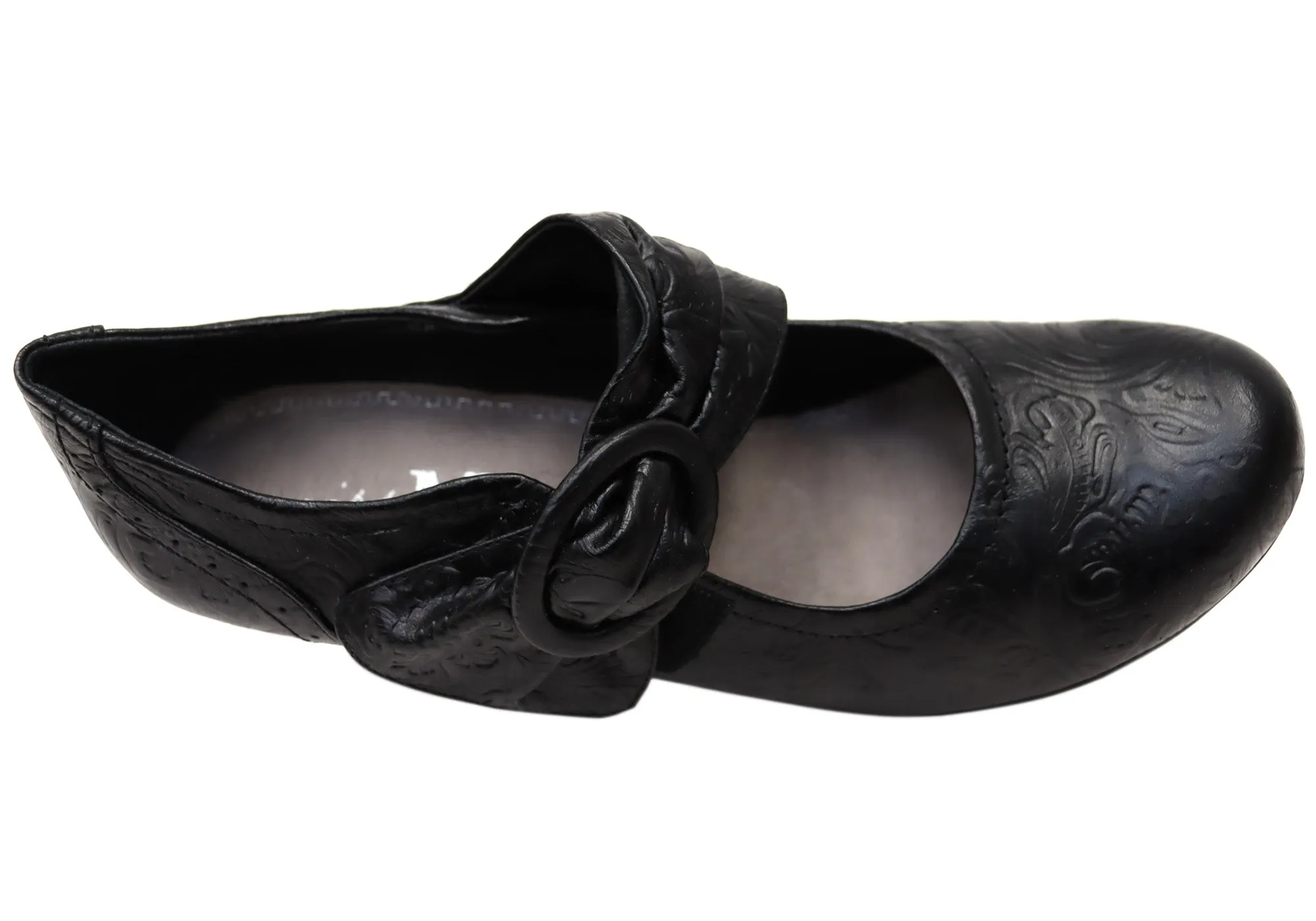 Miss M Kansas Womens Leather Comfortable Leather Mary Jane Heels