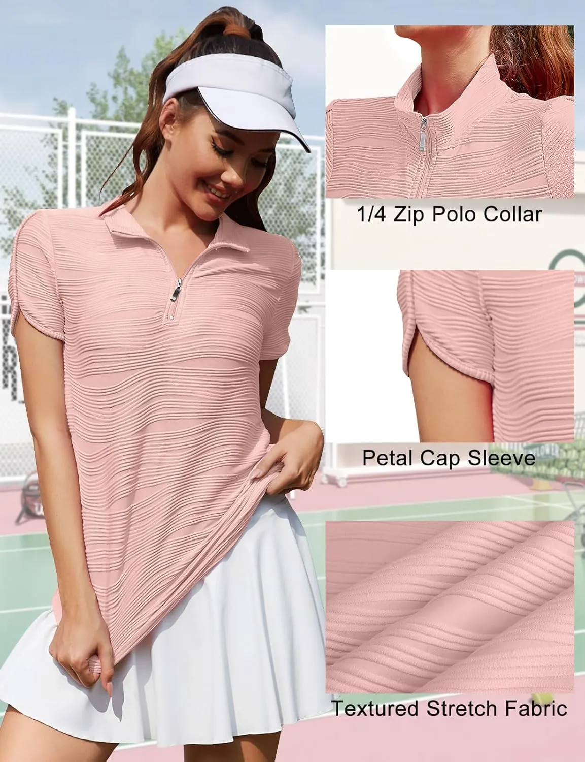 Misyula Womens Golf Shirt Short Sleeve Quarter Zip Polo Casual Workout Tops S-XXL