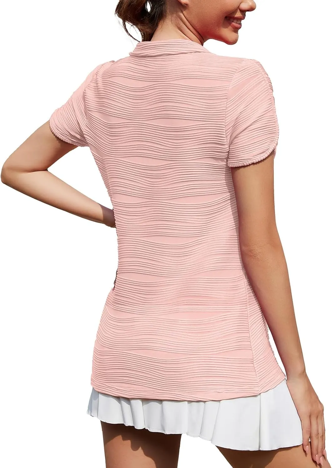 Misyula Womens Golf Shirt Short Sleeve Quarter Zip Polo Casual Workout Tops S-XXL