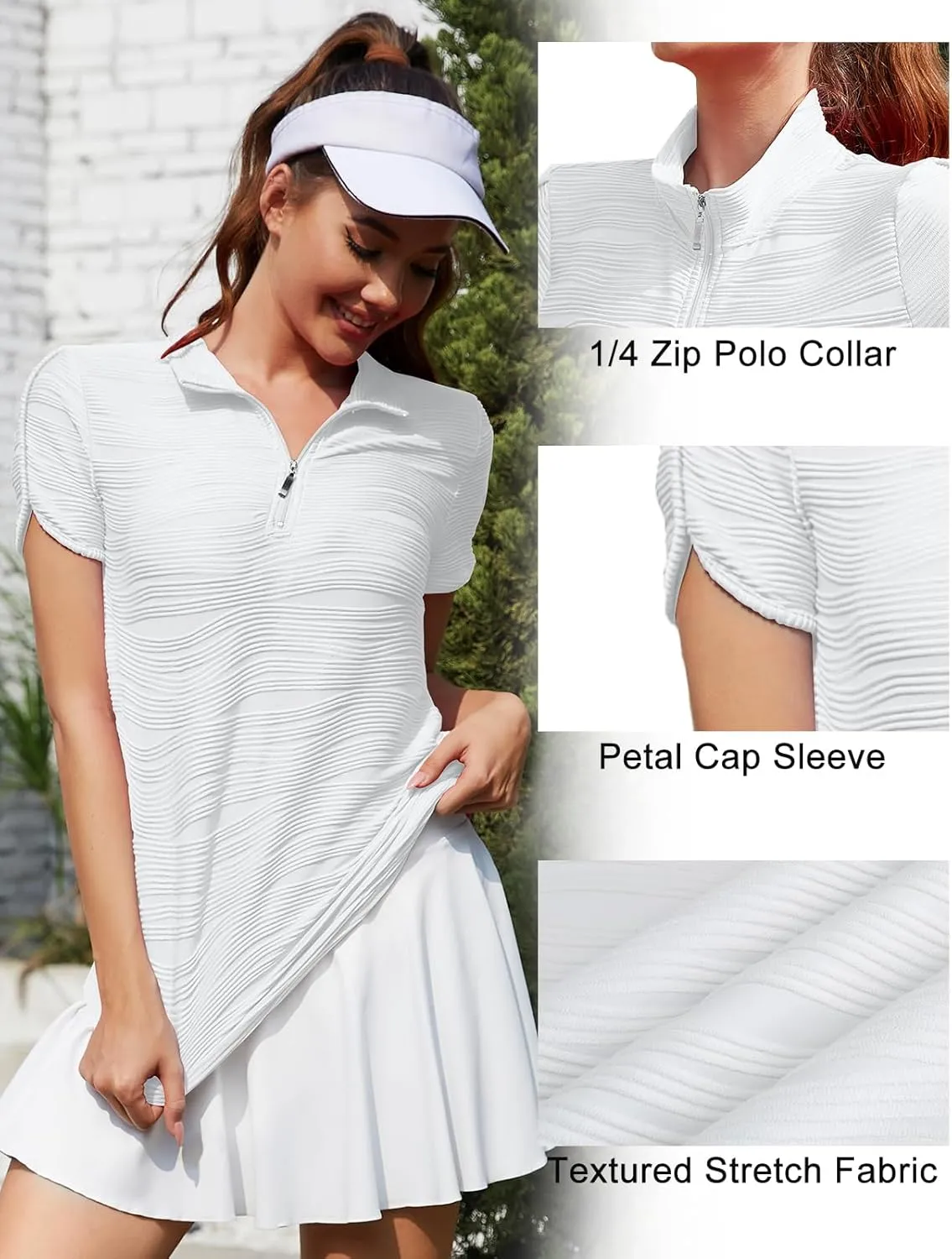 Misyula Womens Golf Shirt Short Sleeve Quarter Zip Polo Casual Workout Tops S-XXL
