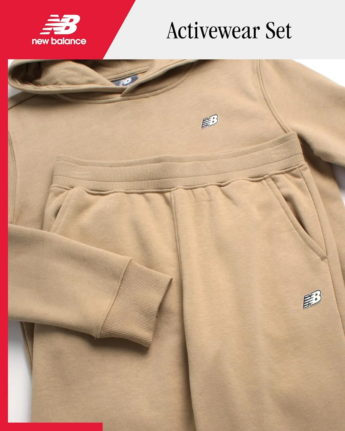 New Balance Boys' Sweatsuit Set - 2 Piece Pullover Hoodie Sweatshirt and Jogger Pants - Boys Activewear Fleece Jogset (8-20)