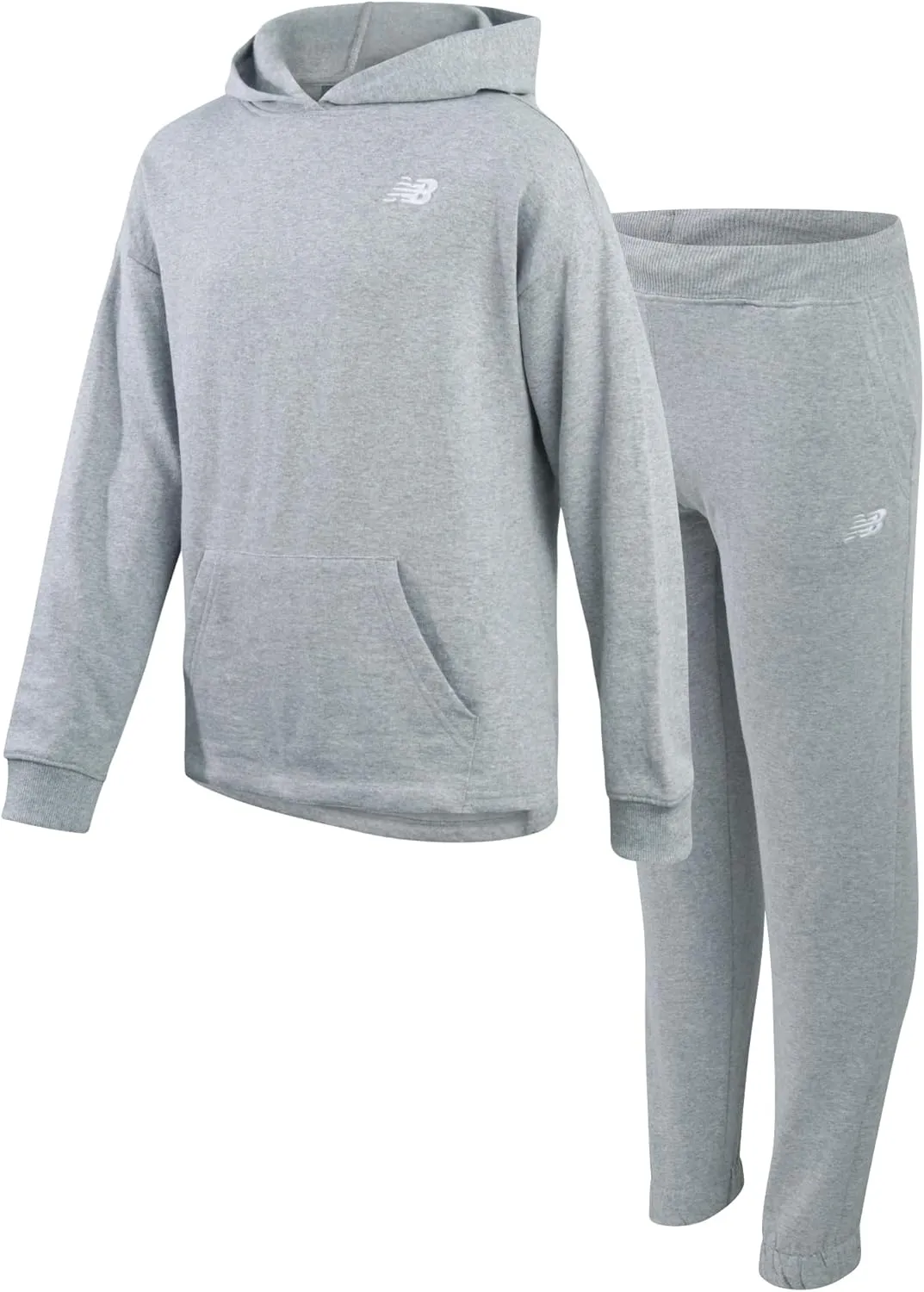 New Balance Girls' Sweatsuit Set - 2 Piece Fleece Pullover Hoodie and Joggers Sweatpants - Activewear Set for Girls (7-16)
