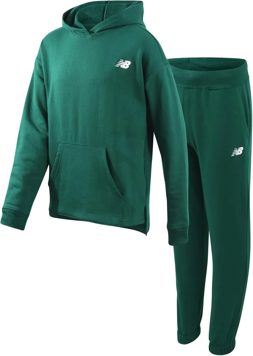 New Balance Girls' Sweatsuit Set - 2 Piece Fleece Pullover Hoodie and Joggers Sweatpants - Activewear Set for Girls (7-16)