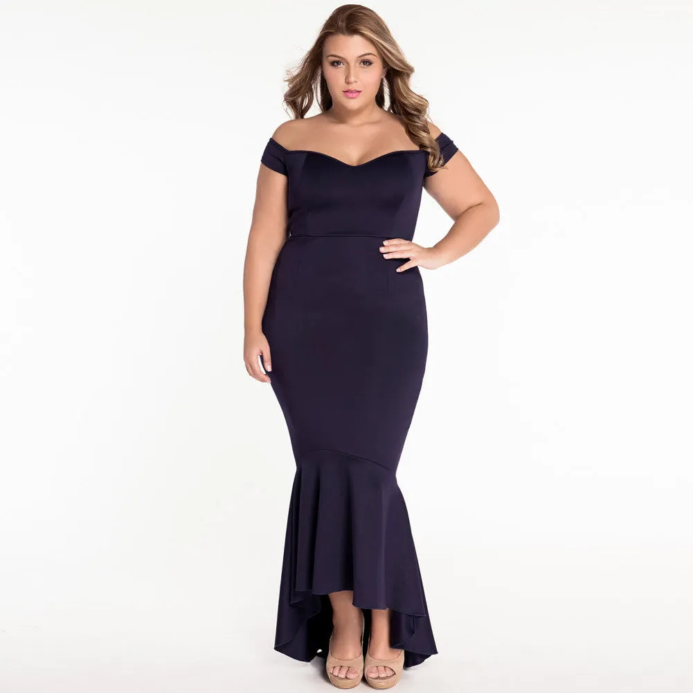 Off-Shoulder Deep V-neck Bodycon Mermaid Irregular Dress
