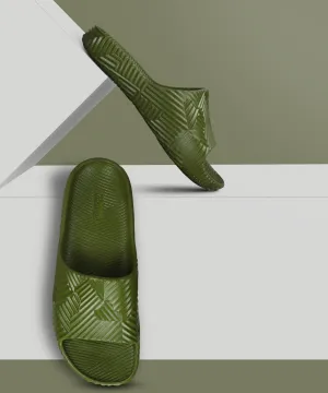 Paragon EVK10924G Men's Waterproof Olive Sliders with Comfortable Anti-Skid Sole