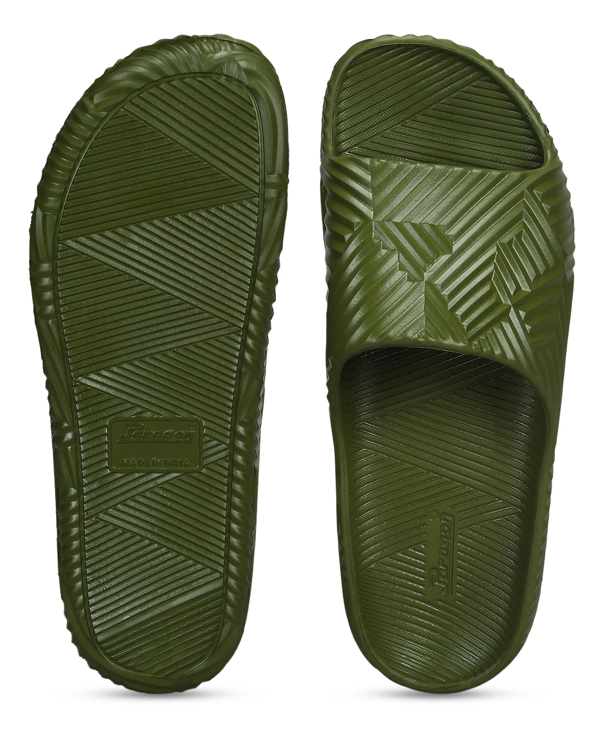 Paragon EVK10924G Men's Waterproof Olive Sliders with Comfortable Anti-Skid Sole