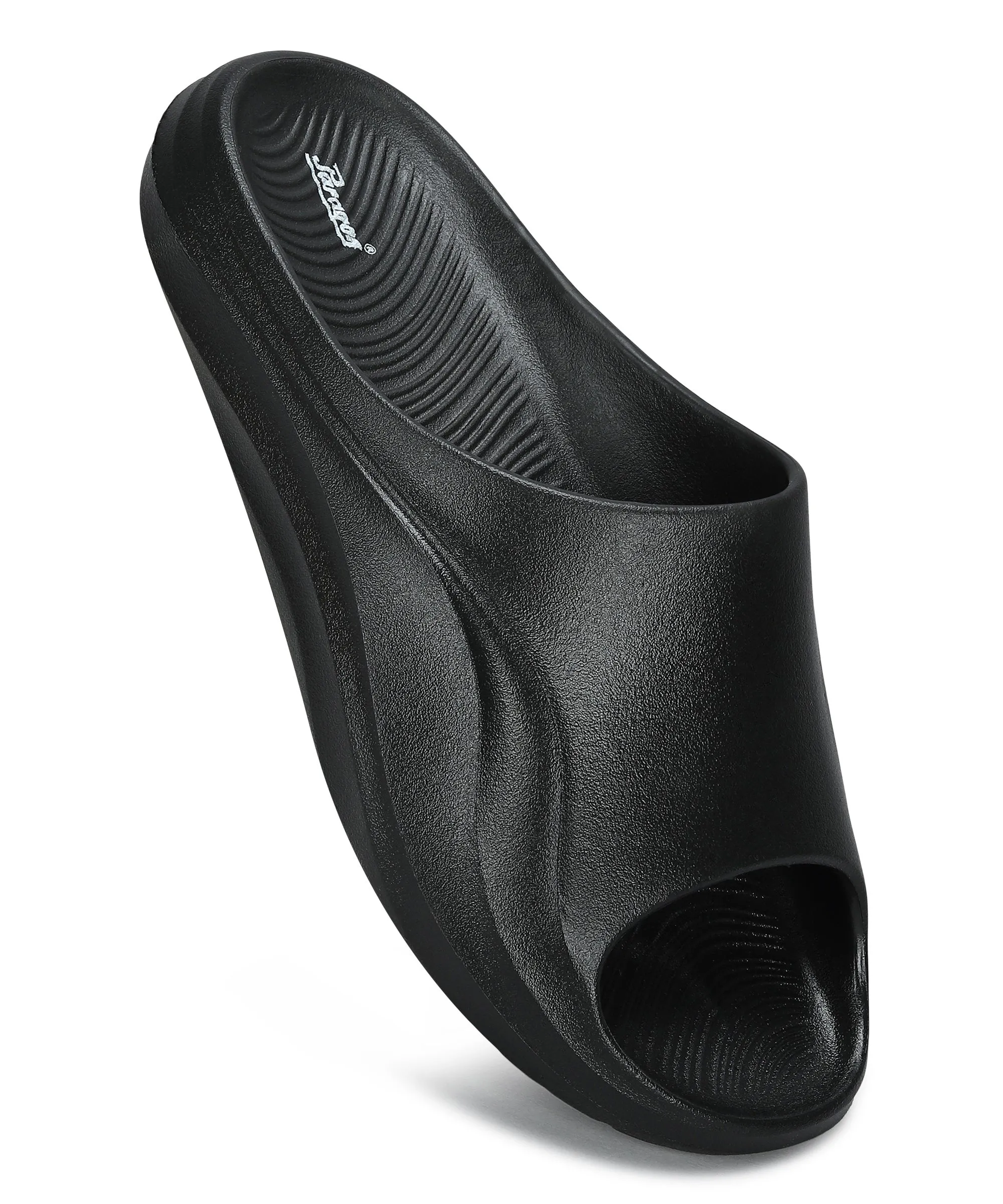 Paragon Men's Watreproof Black Sliders with Comfortable Anti-Skid Sole