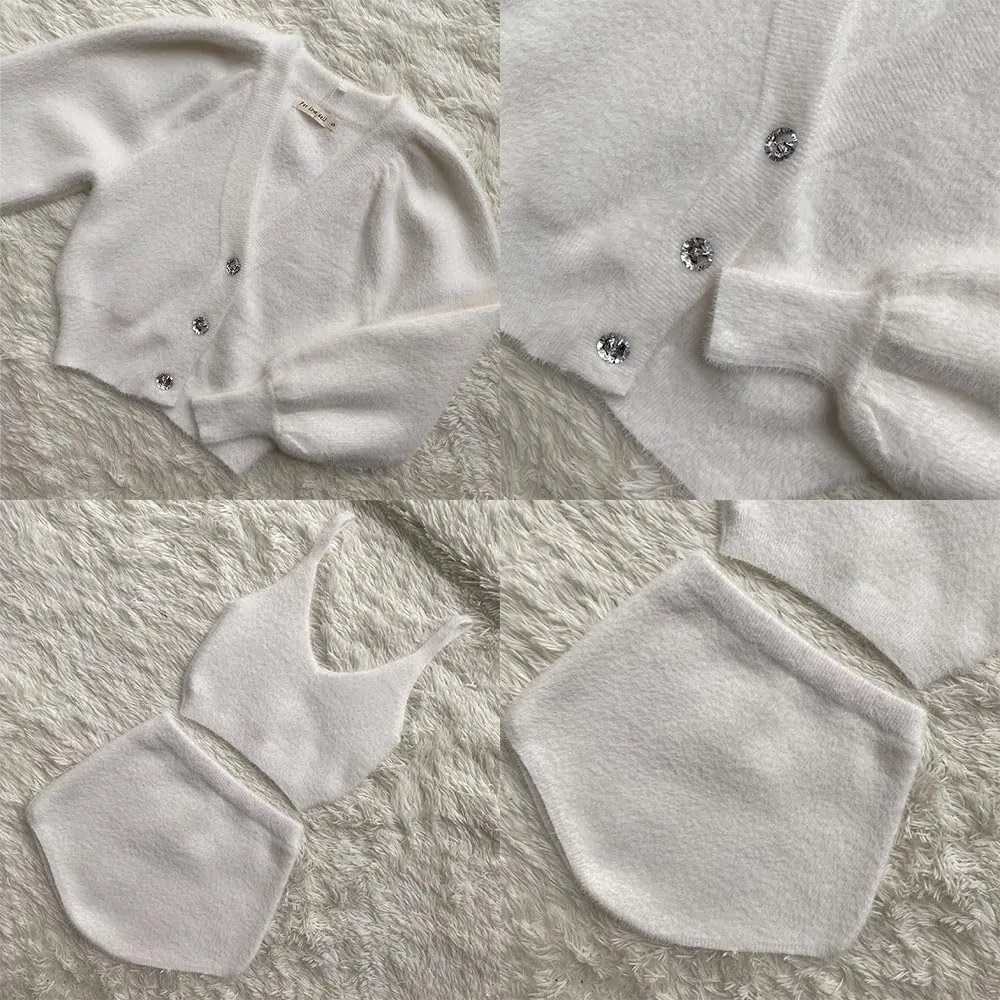 Pleshycozy Womens, Pleshy Cozy Knit Set, 4/3Piece PleshyCozy Pajama Set, Plush Cardigan Pajama Loungewear Set
