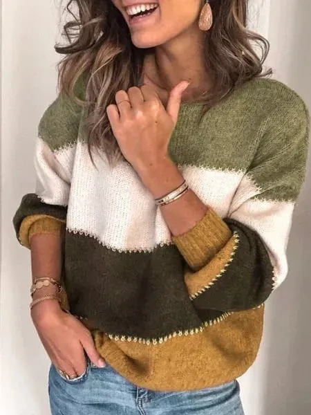 Pullover Round Neck Long Sleeve Sweater