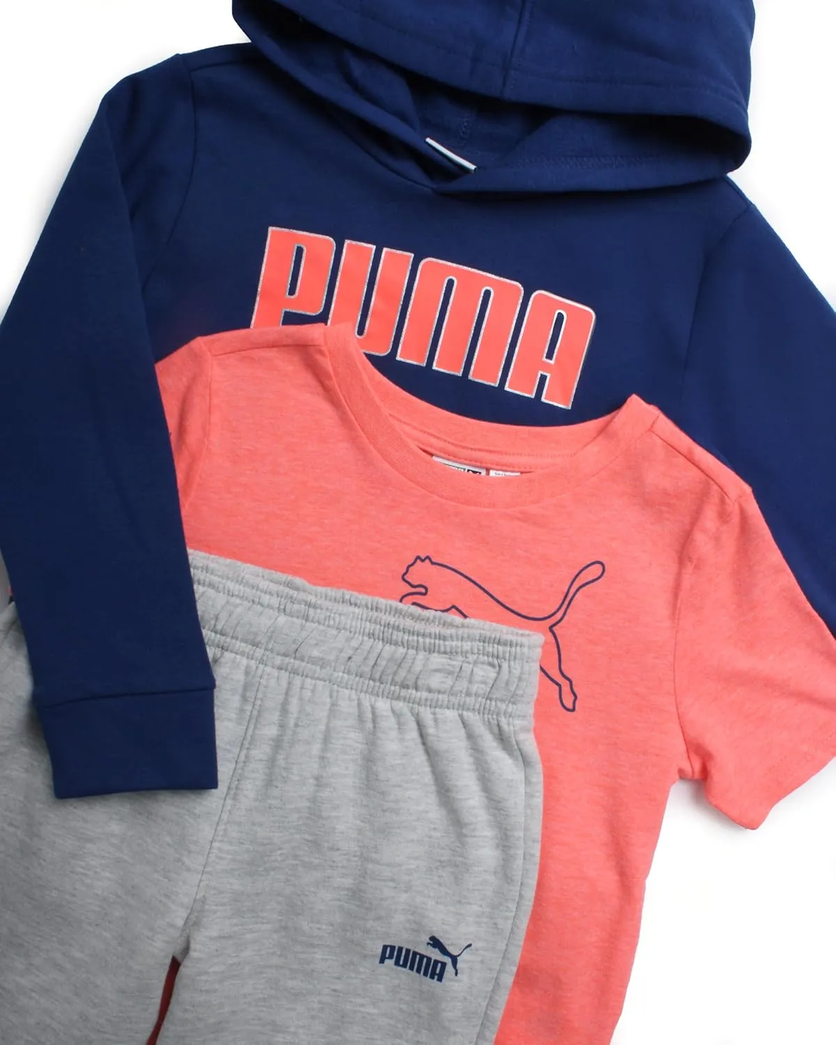 PUMA Toddler Boys' Activewear Set - 3 Piece Active Fleece T-Shirt, Hoodie Sweatshirt, and Jogger Pants Set for Boys (12M-4T)