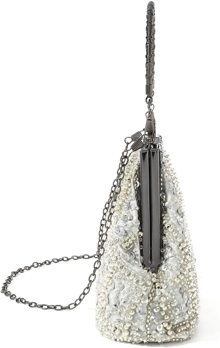 Rhinestone Bags Vintage Trend Heavy Industry Embroidery Flower Beaded Hand-held Evening Bag For Partywedding