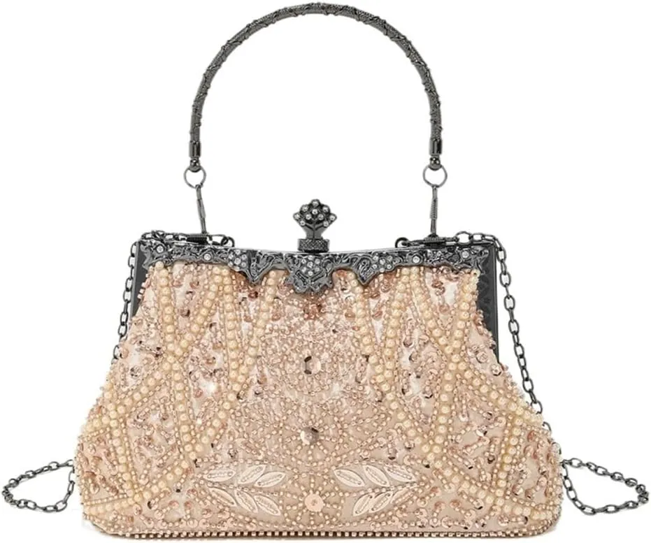 Rhinestone Bags Vintage Trend Heavy Industry Embroidery Flower Beaded Hand-held Evening Bag For Partywedding