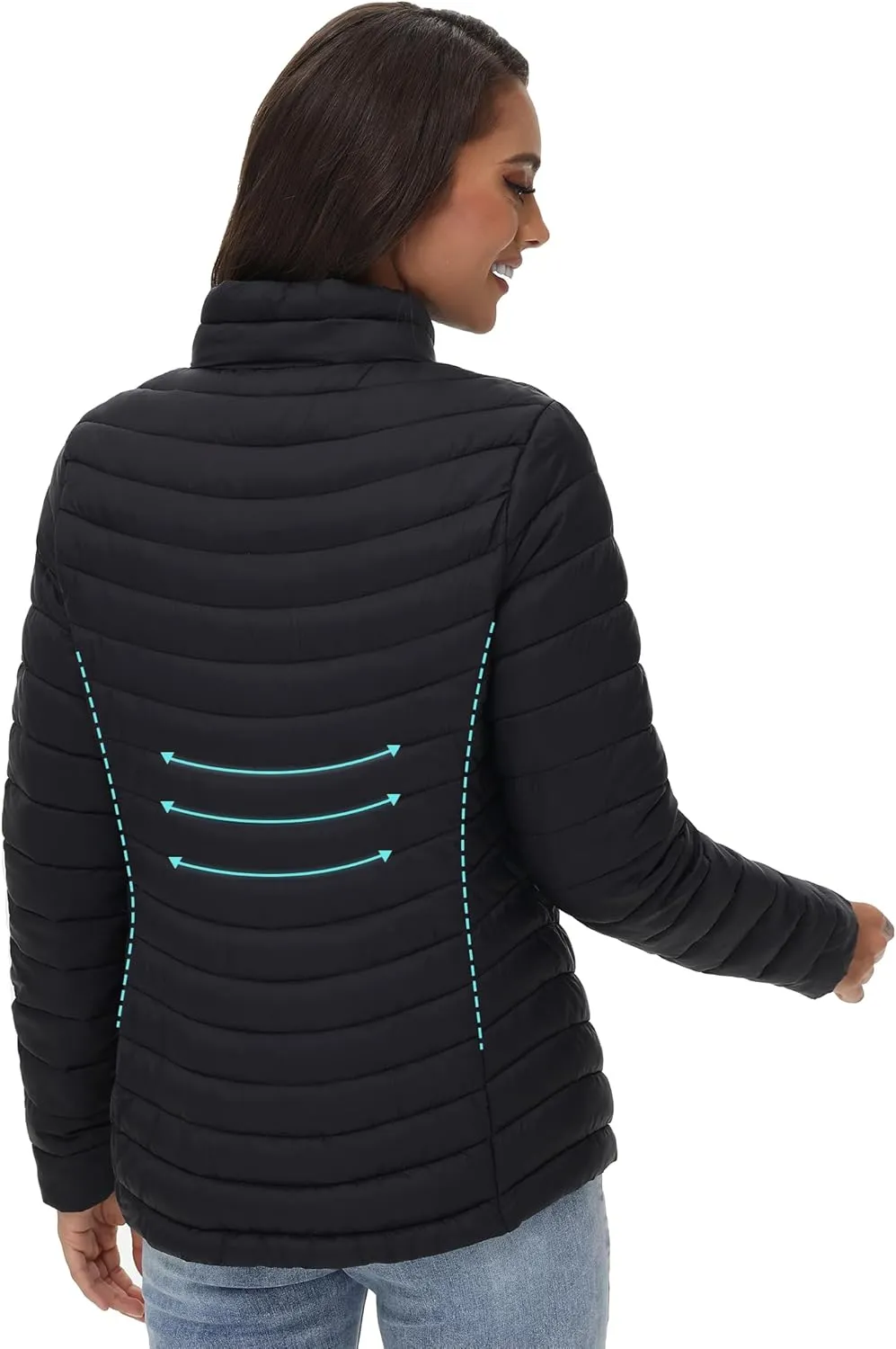 ROYAL MATRIX Women's Packable Puffer Jacket Lightweight Quilted Puffer Jacket Winter Warm Puffy Jacket with Stand Collar