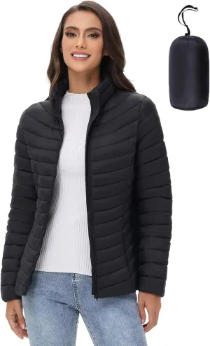 ROYAL MATRIX Women's Packable Puffer Jacket Lightweight Quilted Puffer Jacket Winter Warm Puffy Jacket with Stand Collar