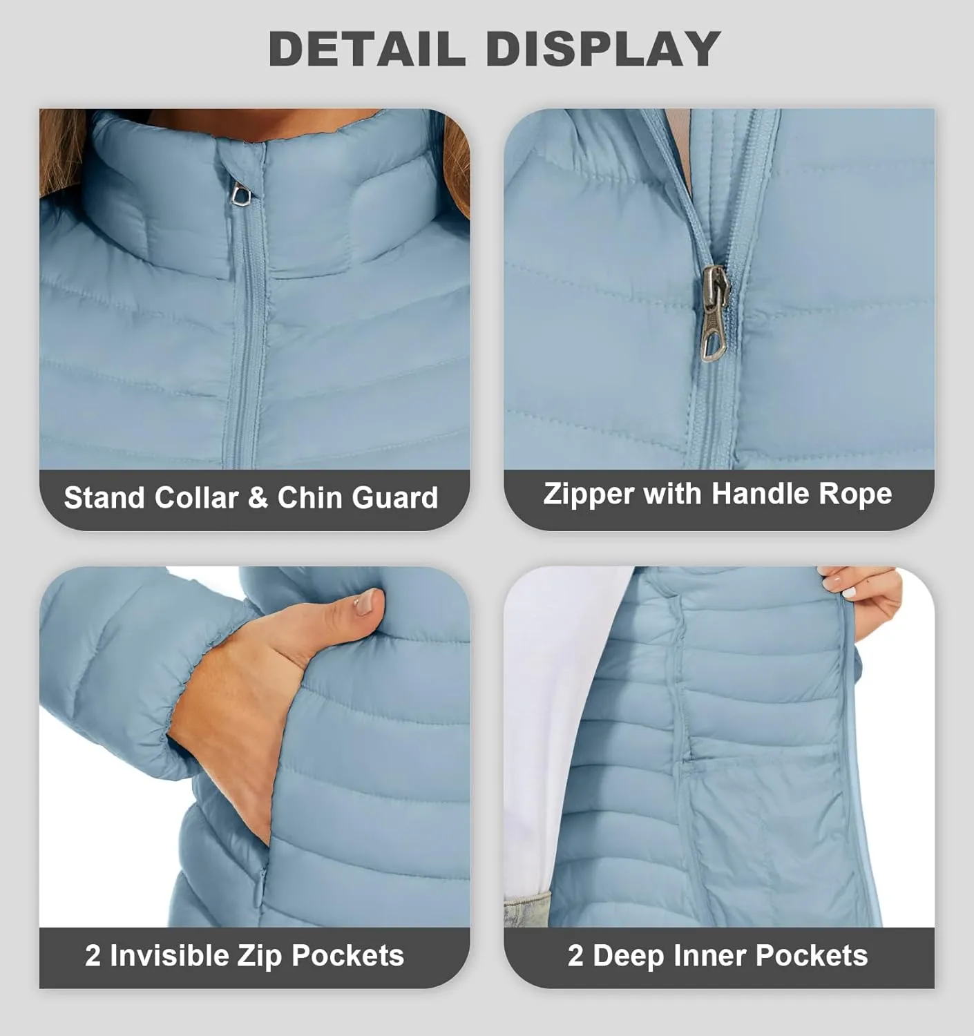 ROYAL MATRIX Women's Packable Puffer Jacket Lightweight Quilted Puffer Jacket Winter Warm Puffy Jacket with Stand Collar