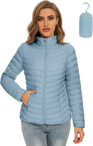 ROYAL MATRIX Women's Packable Puffer Jacket Lightweight Quilted Puffer Jacket Winter Warm Puffy Jacket with Stand Collar