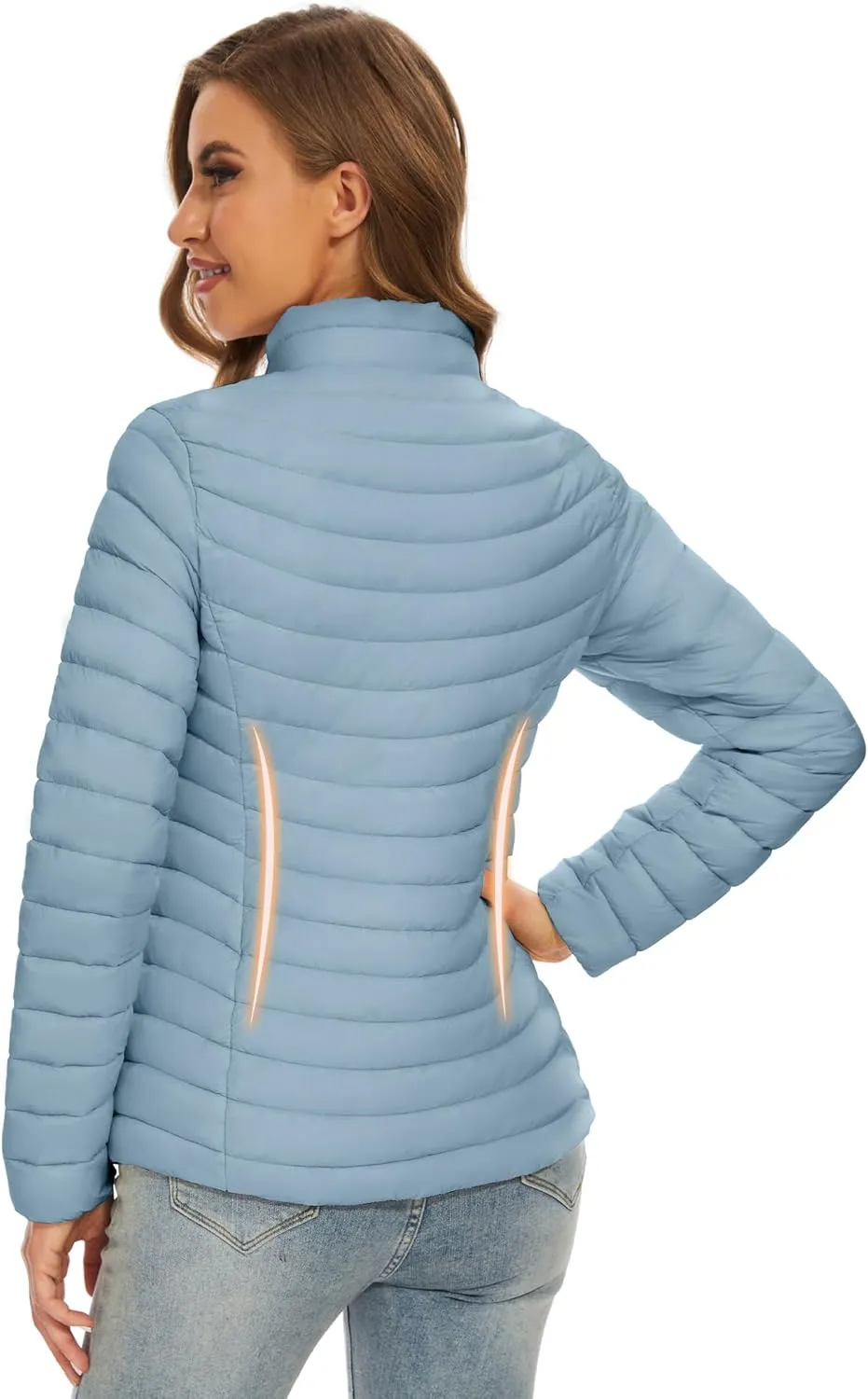 ROYAL MATRIX Women's Packable Puffer Jacket Lightweight Quilted Puffer Jacket Winter Warm Puffy Jacket with Stand Collar
