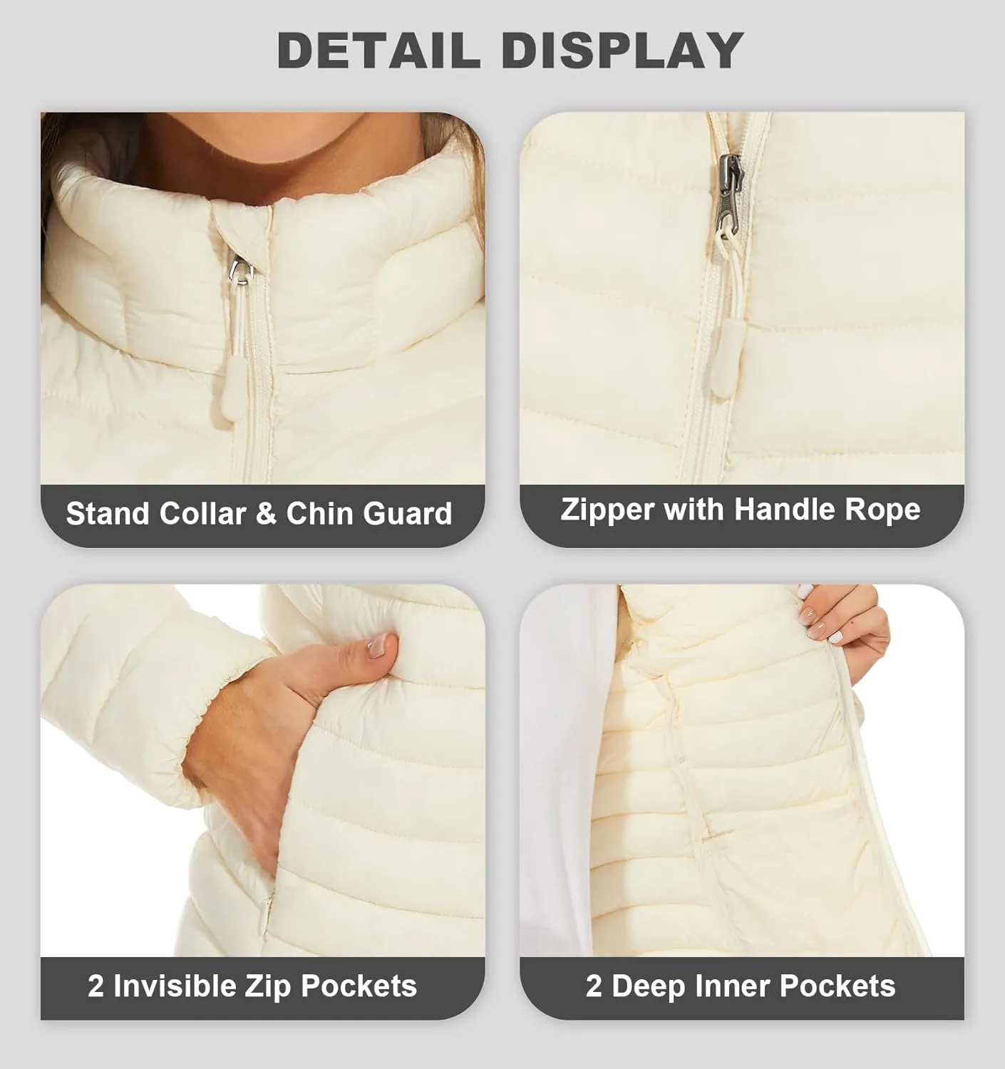 ROYAL MATRIX Women's Packable Puffer Jacket Lightweight Quilted Puffer Jacket Winter Warm Puffy Jacket with Stand Collar