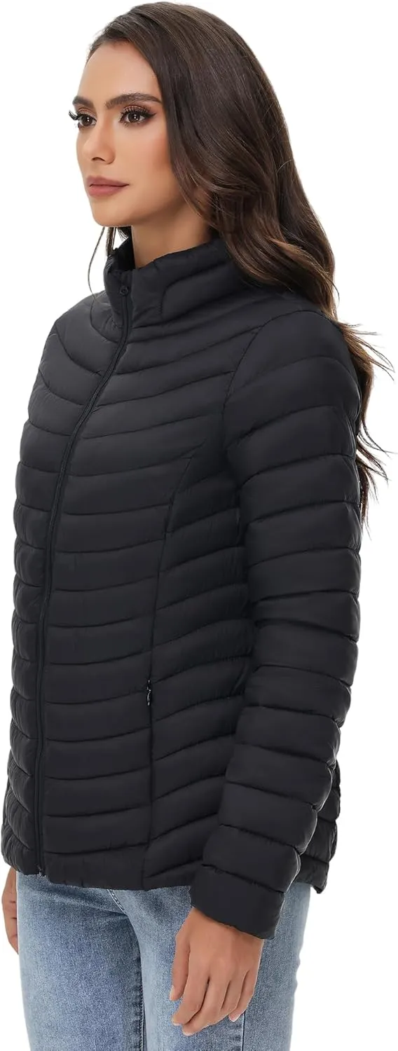 ROYAL MATRIX Women's Packable Puffer Jacket Lightweight Quilted Puffer Jacket Winter Warm Puffy Jacket with Stand Collar