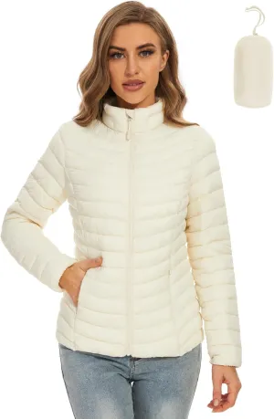 ROYAL MATRIX Women's Packable Puffer Jacket Lightweight Quilted Puffer Jacket Winter Warm Puffy Jacket with Stand Collar