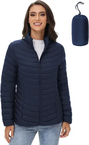 ROYAL MATRIX Women's Packable Puffer Jacket Lightweight Quilted Puffer Jacket Winter Warm Puffy Jacket with Stand Collar
