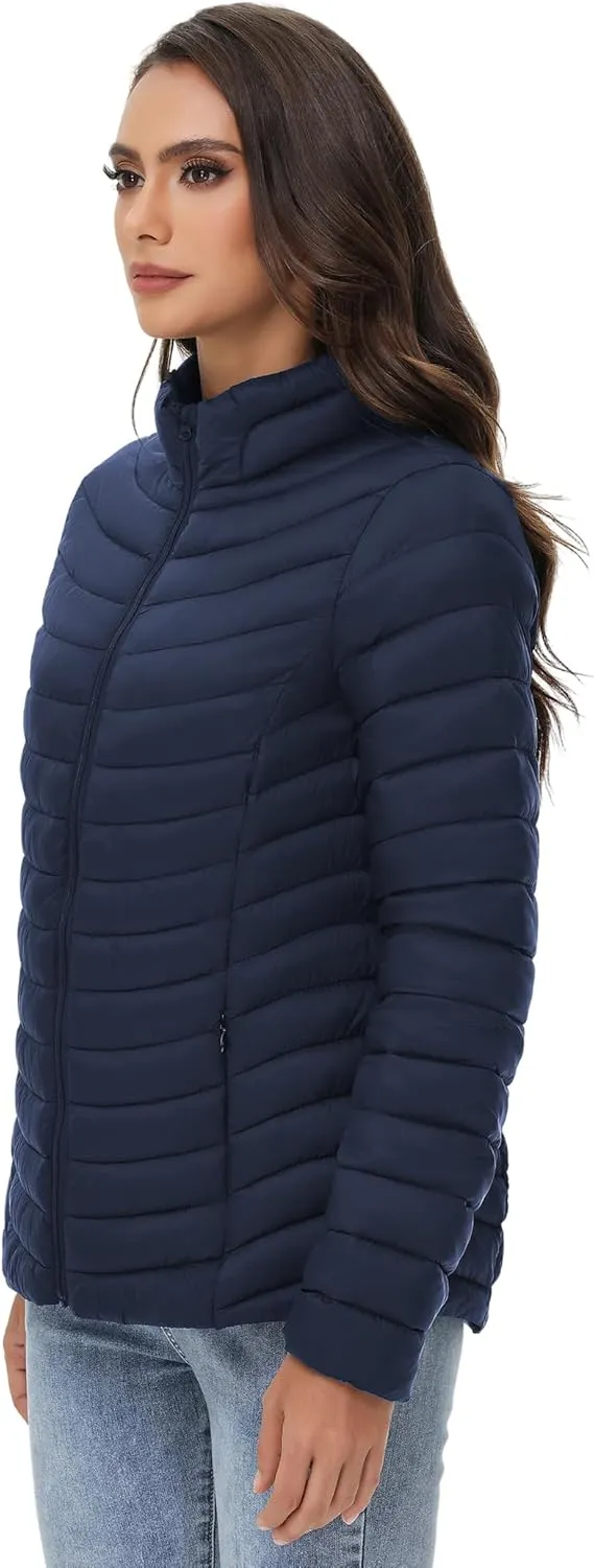 ROYAL MATRIX Women's Packable Puffer Jacket Lightweight Quilted Puffer Jacket Winter Warm Puffy Jacket with Stand Collar