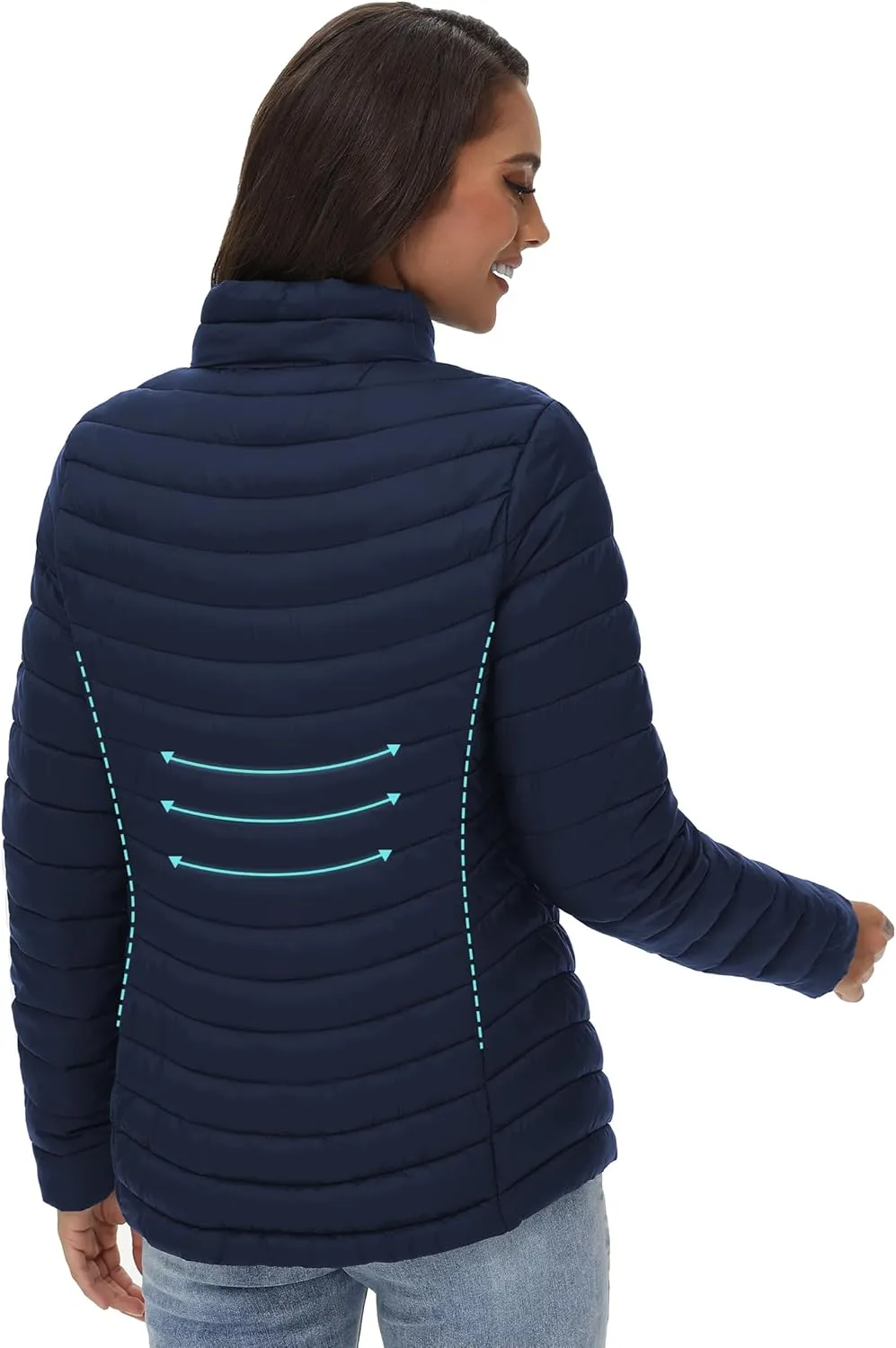 ROYAL MATRIX Women's Packable Puffer Jacket Lightweight Quilted Puffer Jacket Winter Warm Puffy Jacket with Stand Collar