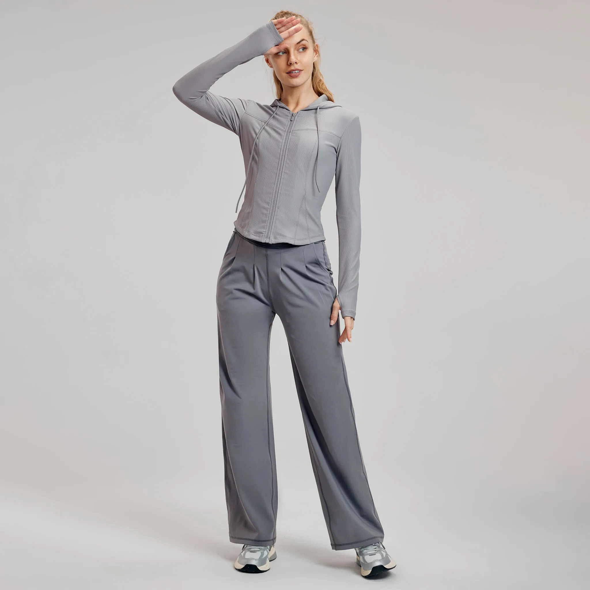 SereneFit Hooded Yoga Jacket – Slim Fit, Casual Long-Sleeve Activewear
