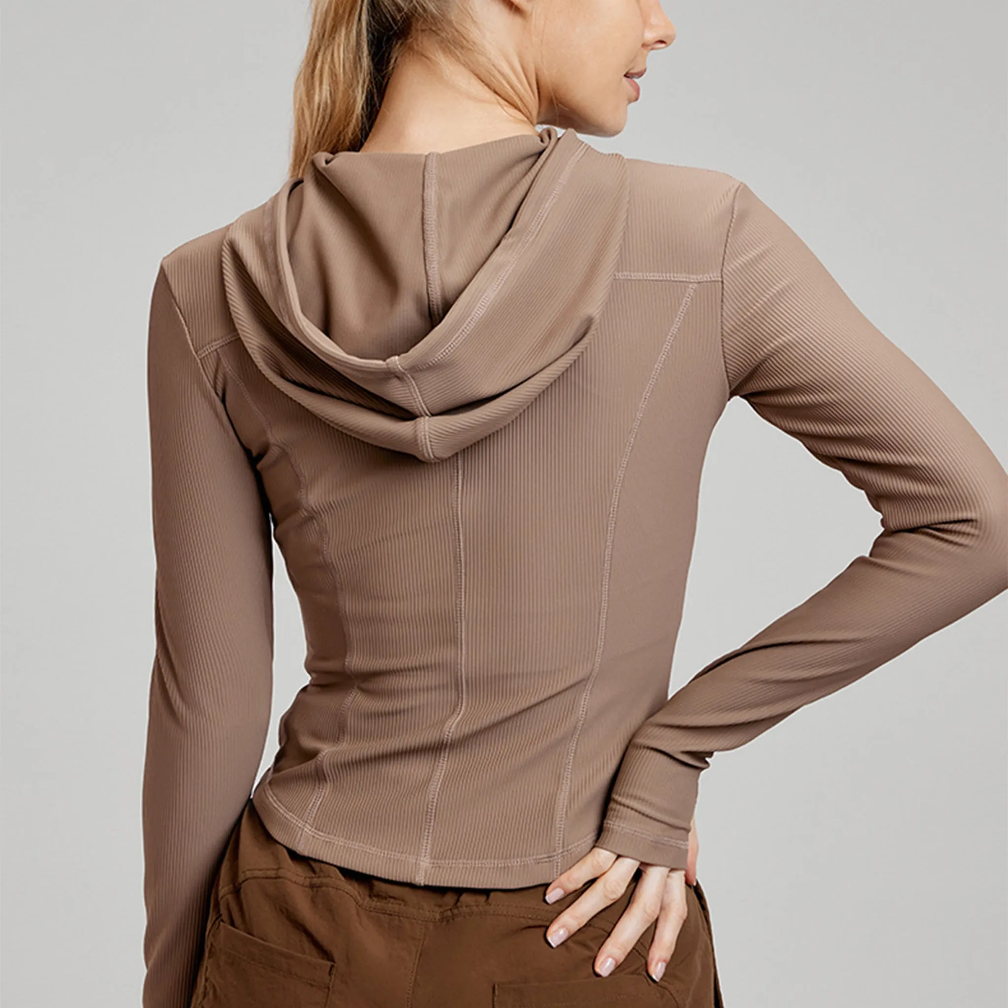 SereneFit Hooded Yoga Jacket – Slim Fit, Casual Long-Sleeve Activewear