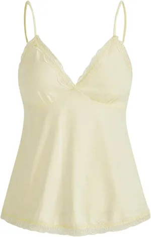SHENHE Women's Lace Babydoll Tank Top Sexy V Neck Sleeveless Flared Hem Flowy Peplum Tops