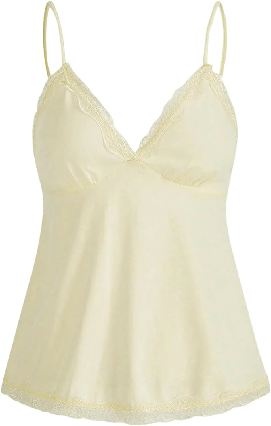 SHENHE Women's Lace Babydoll Tank Top Sexy V Neck Sleeveless Flared Hem Flowy Peplum Tops