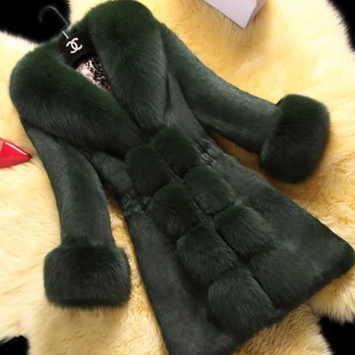 Slim Faux Fur Plain Coat