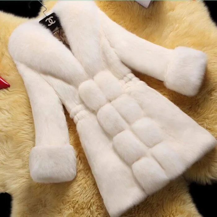 Slim Faux Fur Plain Coat