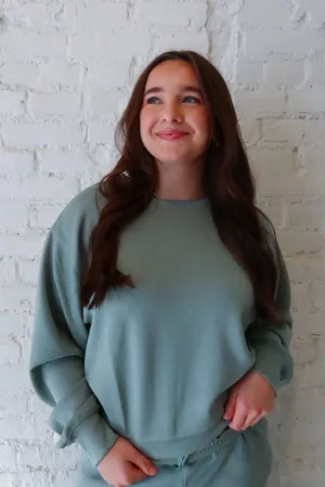 Snow Day Sage Green Scuba Top