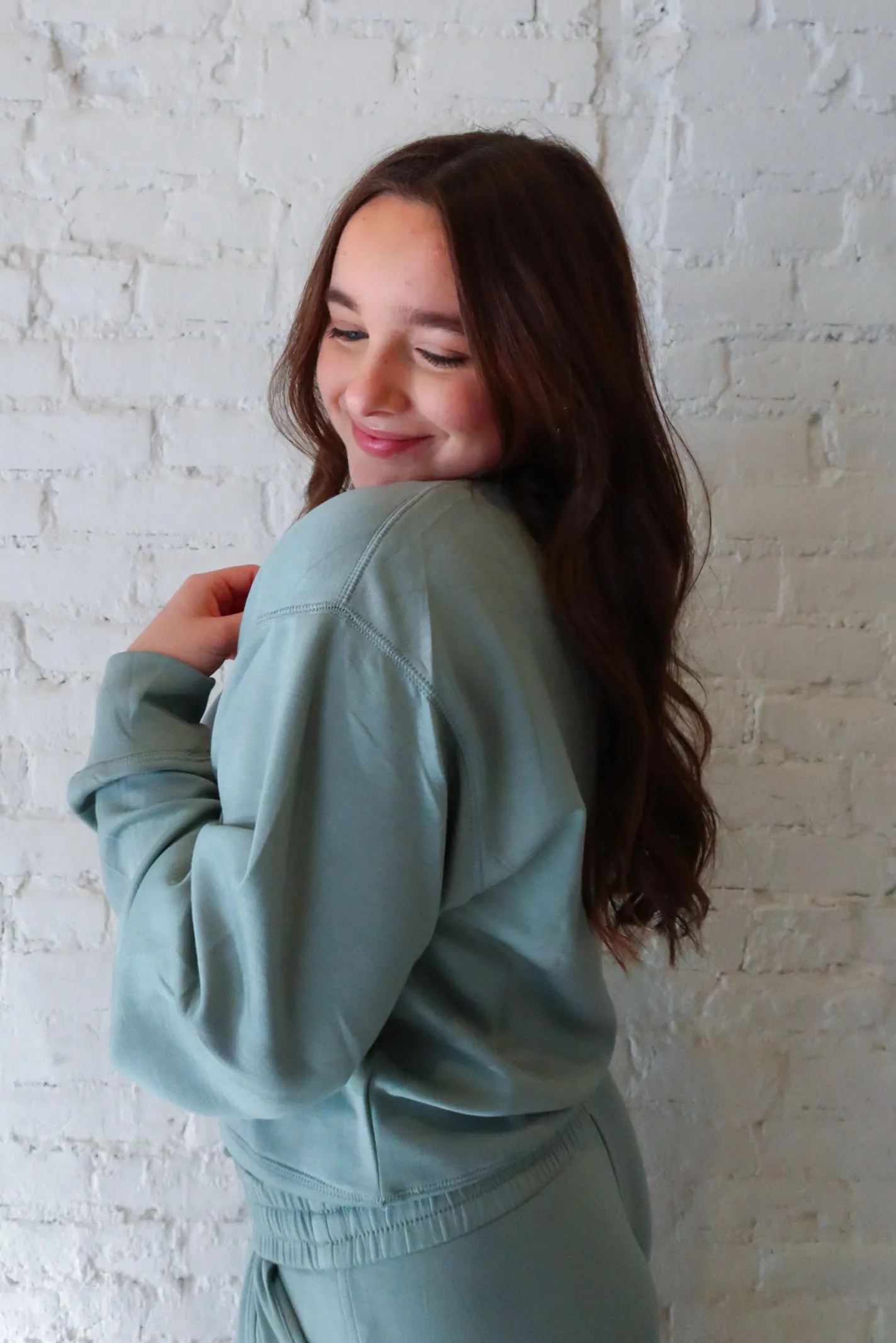 Snow Day Sage Green Scuba Top