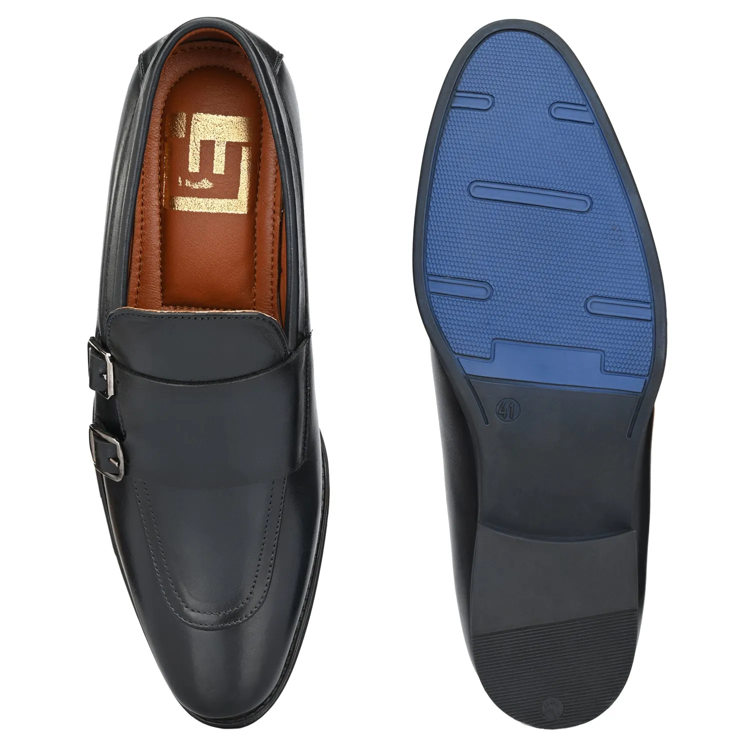 STEFAN LUXURY PURE LEATHER DRESS CLASSICS BLUE (Sale@349)