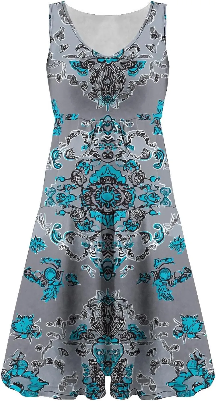 Sundresses for Women Casual 2025 Beach Vacation Mini Dress Floral Print Elegant Sleeveless Summer Tank Dresses