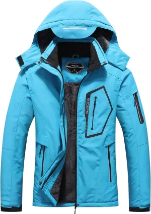SUOKENI Women's Waterproof Warm Winter Snow Coat Hooded Raincoat Ski Snowboarding Jacket