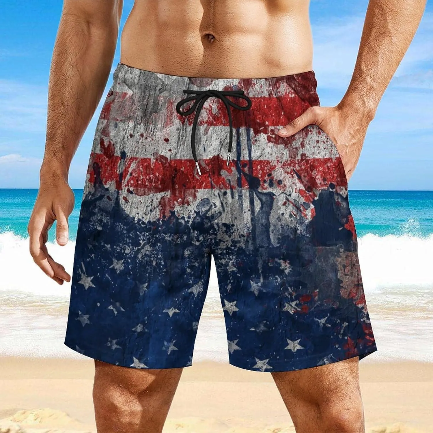 TAIZIYEAH Men's Beach Shorts Sports Beach Pants Swimwear Bathing Suits Board Shorts with Pocket Comfortable
