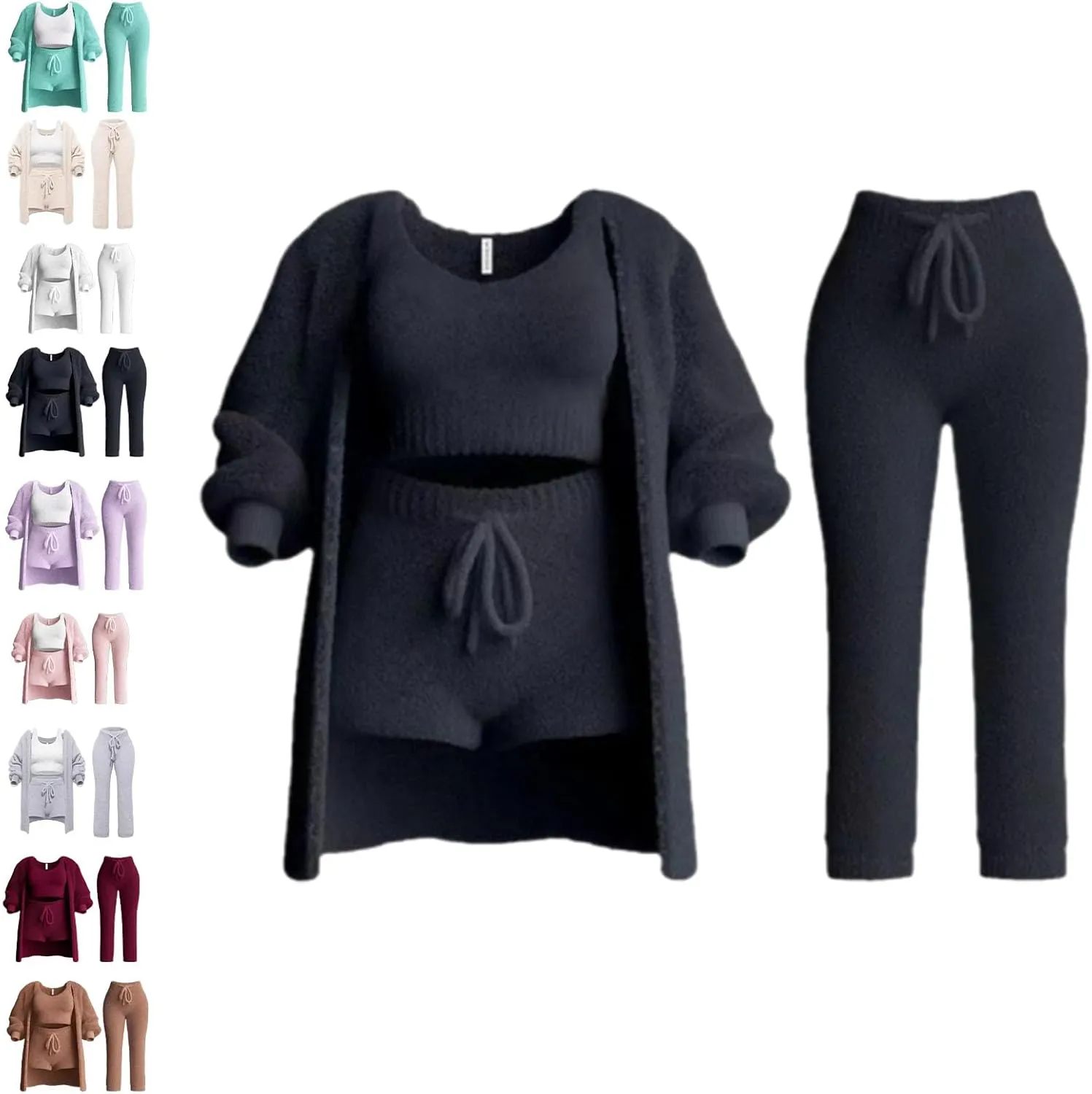 The Pluffi Cozy Lounge Sets for Women, Knit Lounge Set, Knit Fit Scrubs Set, Cozy Loungewear Pajamas Sets for Woman Clothing
