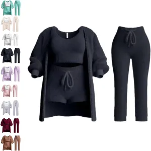 The Pluffi Cozy Lounge Sets for Women, Knit Lounge Set, Knit Fit Scrubs Set, Cozy Loungewear Pajamas Sets for Woman Clothing
