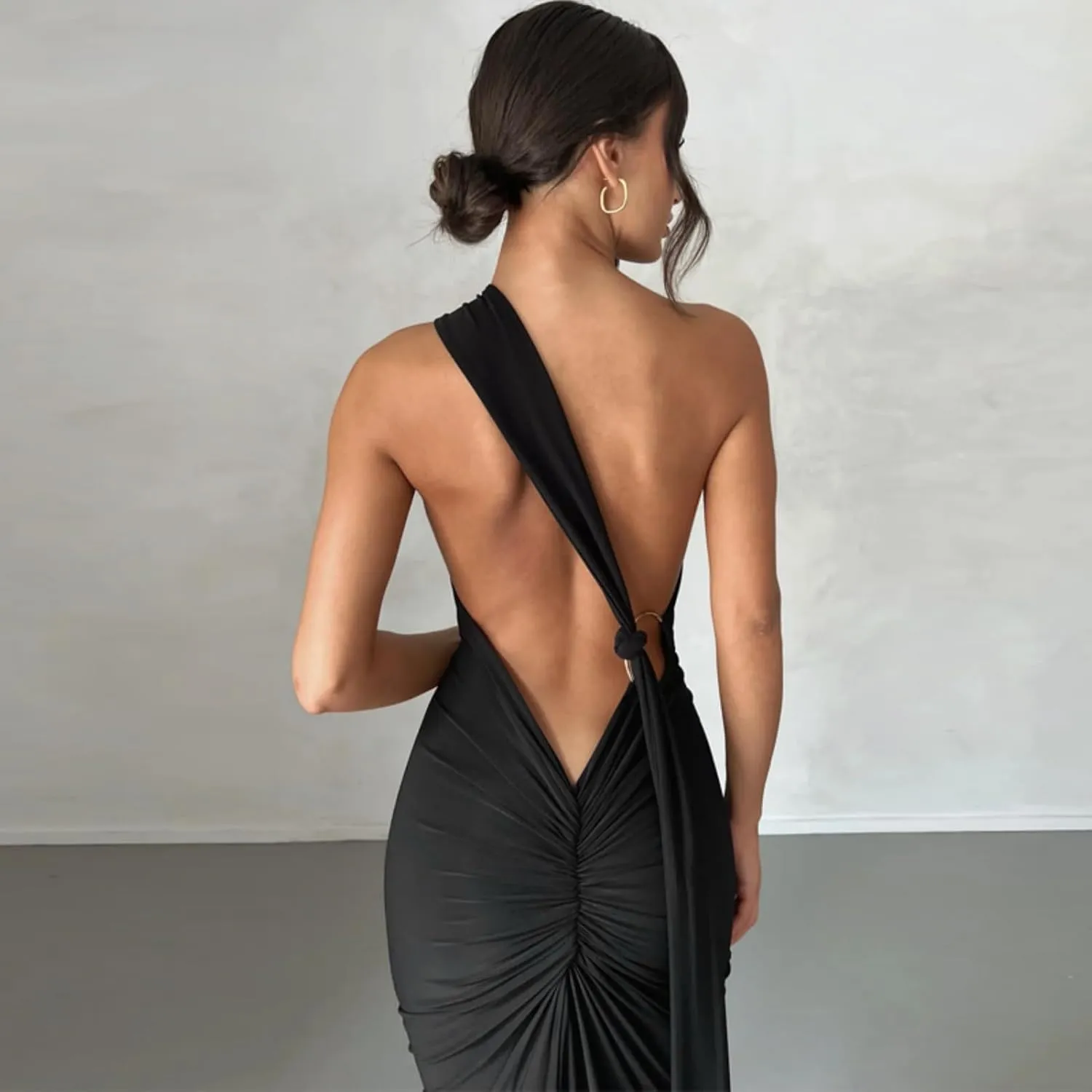 TICBRY Women's Sexy Elegant One Shoulder Backless Floor Length Long Maxi Dress
