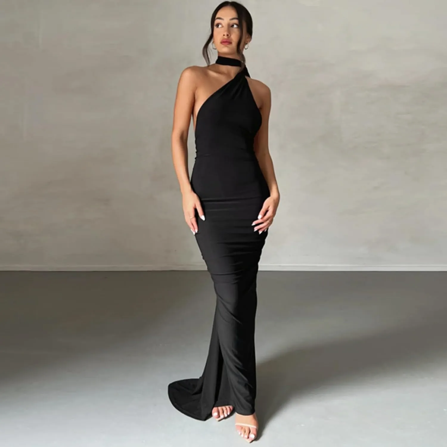 TICBRY Women's Sexy Elegant One Shoulder Backless Floor Length Long Maxi Dress
