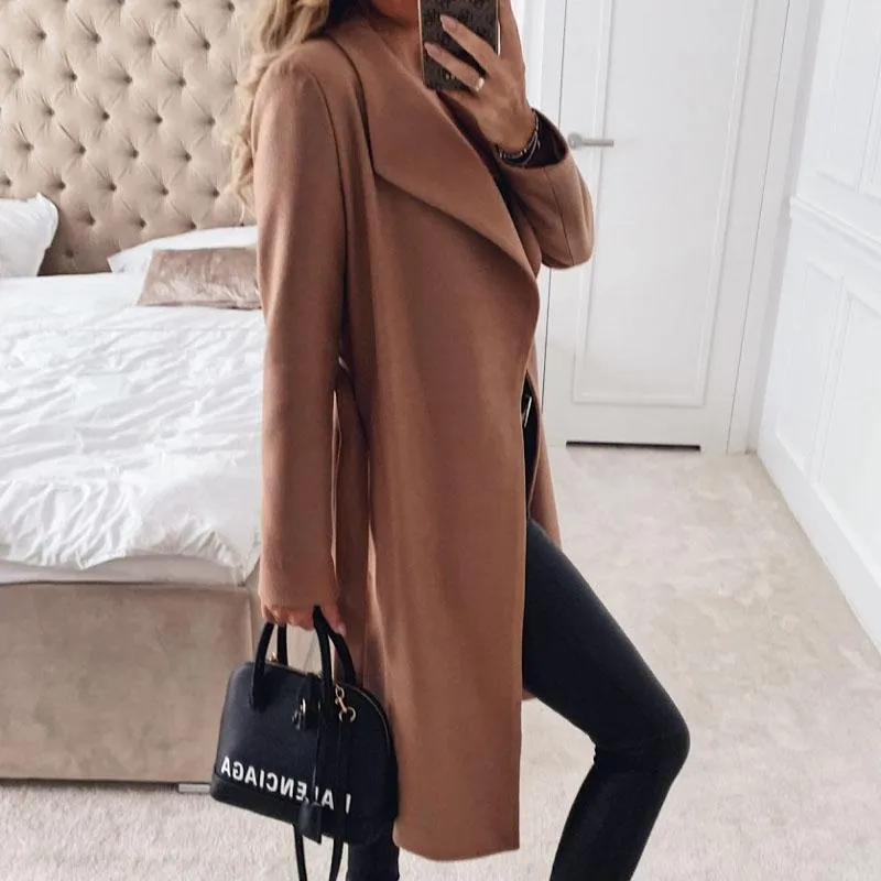Tie Waist Wool Wrap Coat