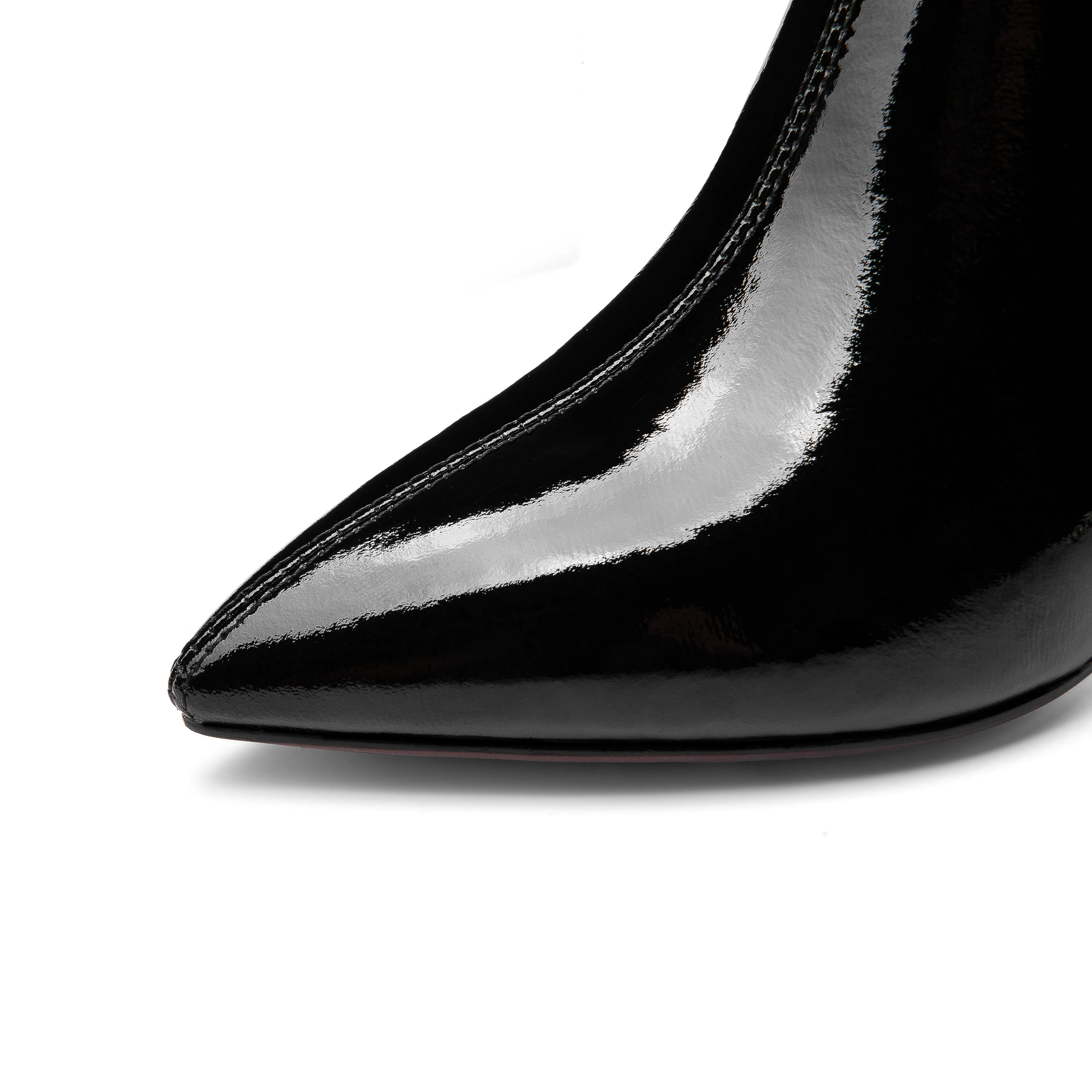 TinaCus Women's Patent Leather Handmade Pointed Toe Side Zip Up Stylish Cylindrical Mid Heel Ankle Boots
