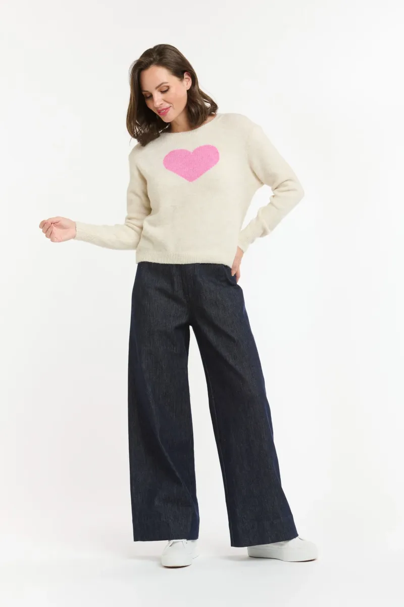 Urban Luxury - Heart Jumper Cream/Pink