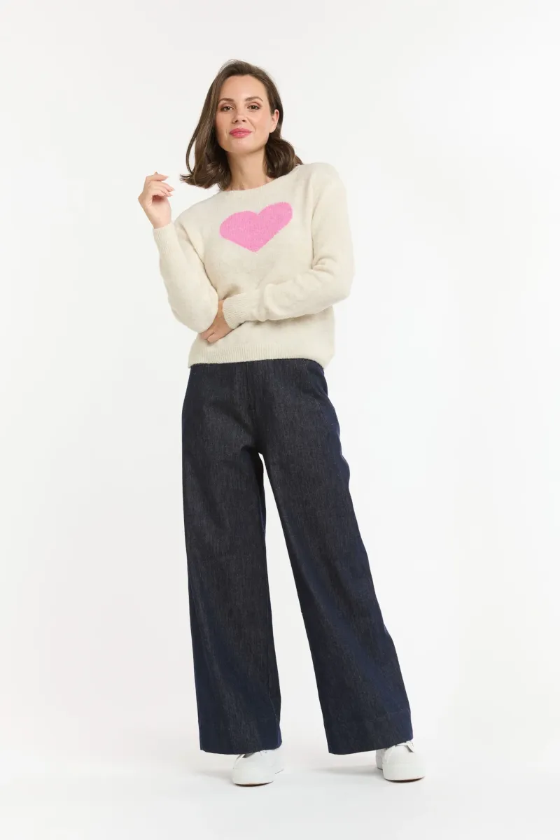 Urban Luxury - Heart Jumper Cream/Pink
