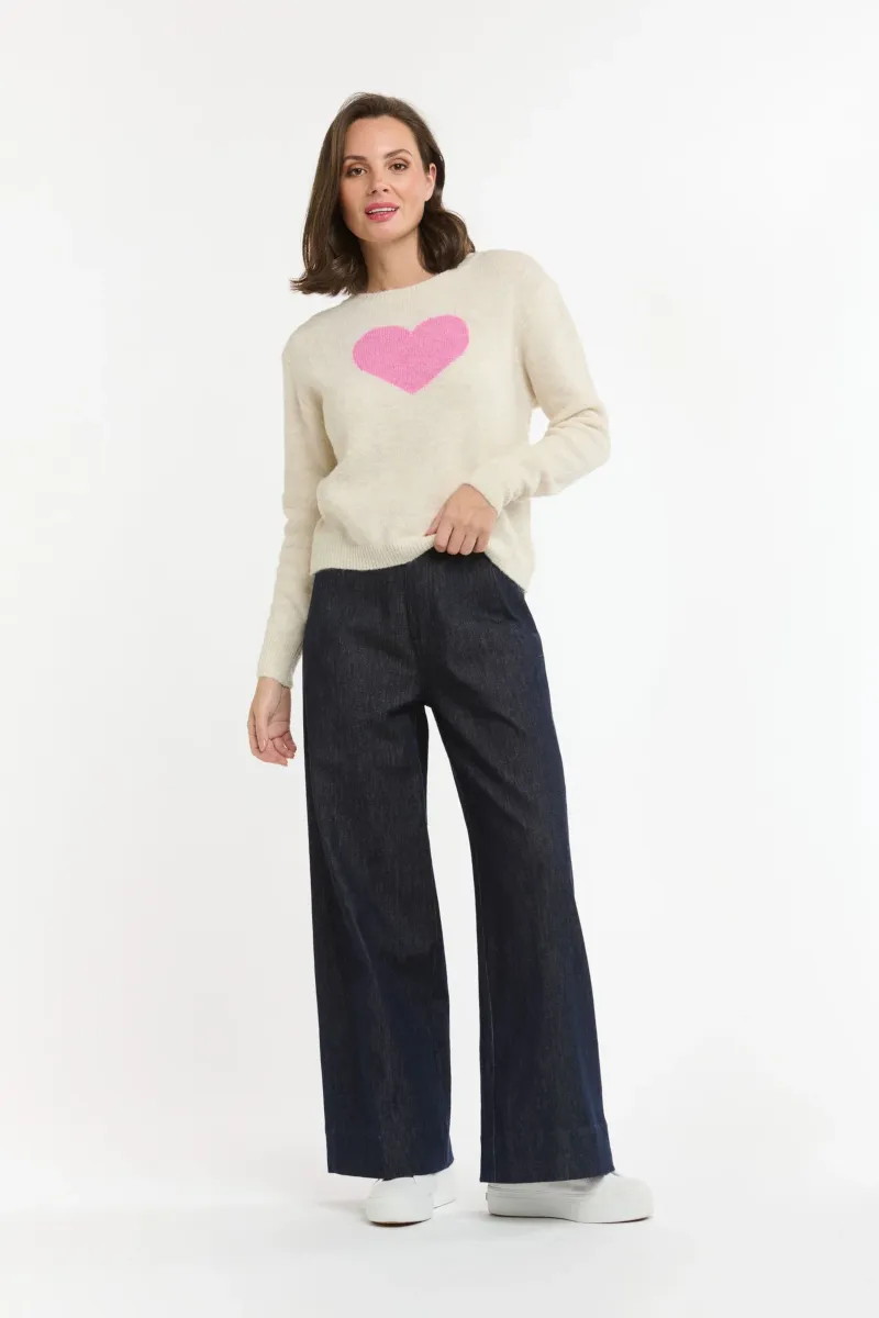 Urban Luxury - Heart Jumper Cream/Pink